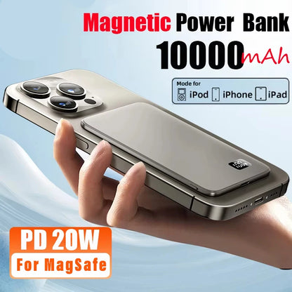 Ultra-Slim 10,000mAh MagSafe Power Bank – Snap-On, Fast, and Always Ready.