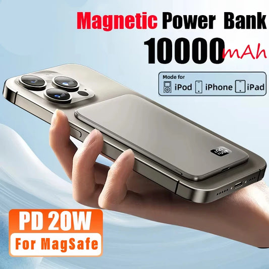 Ultra-Slim 10,000mAh MagSafe Power Bank – Snap-On, Fast, and Always Ready.