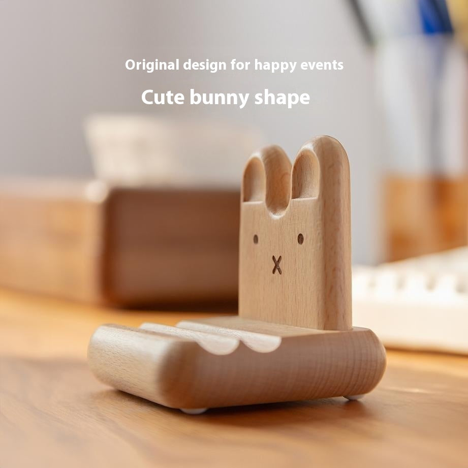 Creative Bunny Tatami Wooden Mobile Phone Stand